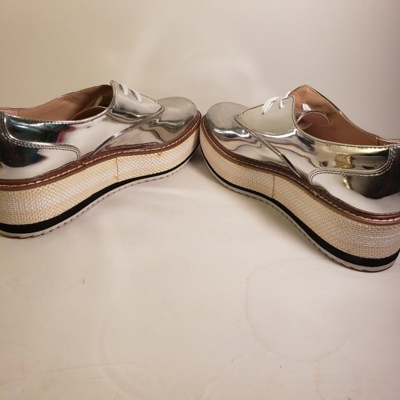 Zara Woman Derby Silver Platform Shoes 39 - Picture 7 of 13